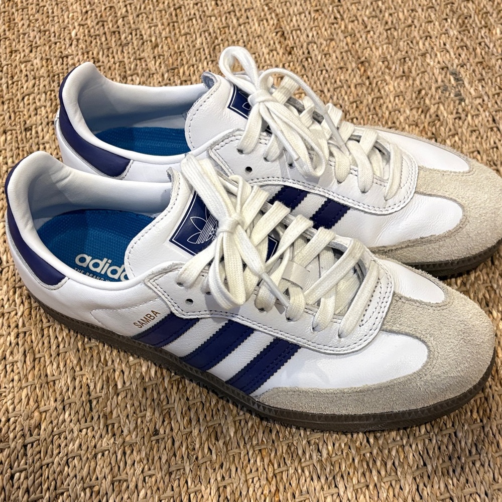 Adidas Men's White and Purple Samba Sneakers size 8 mens